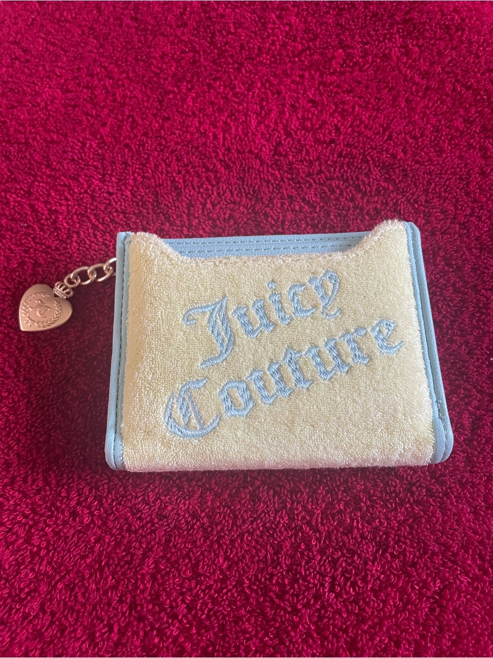Juicy Couture pastel yellow terrycloth bifold wallet